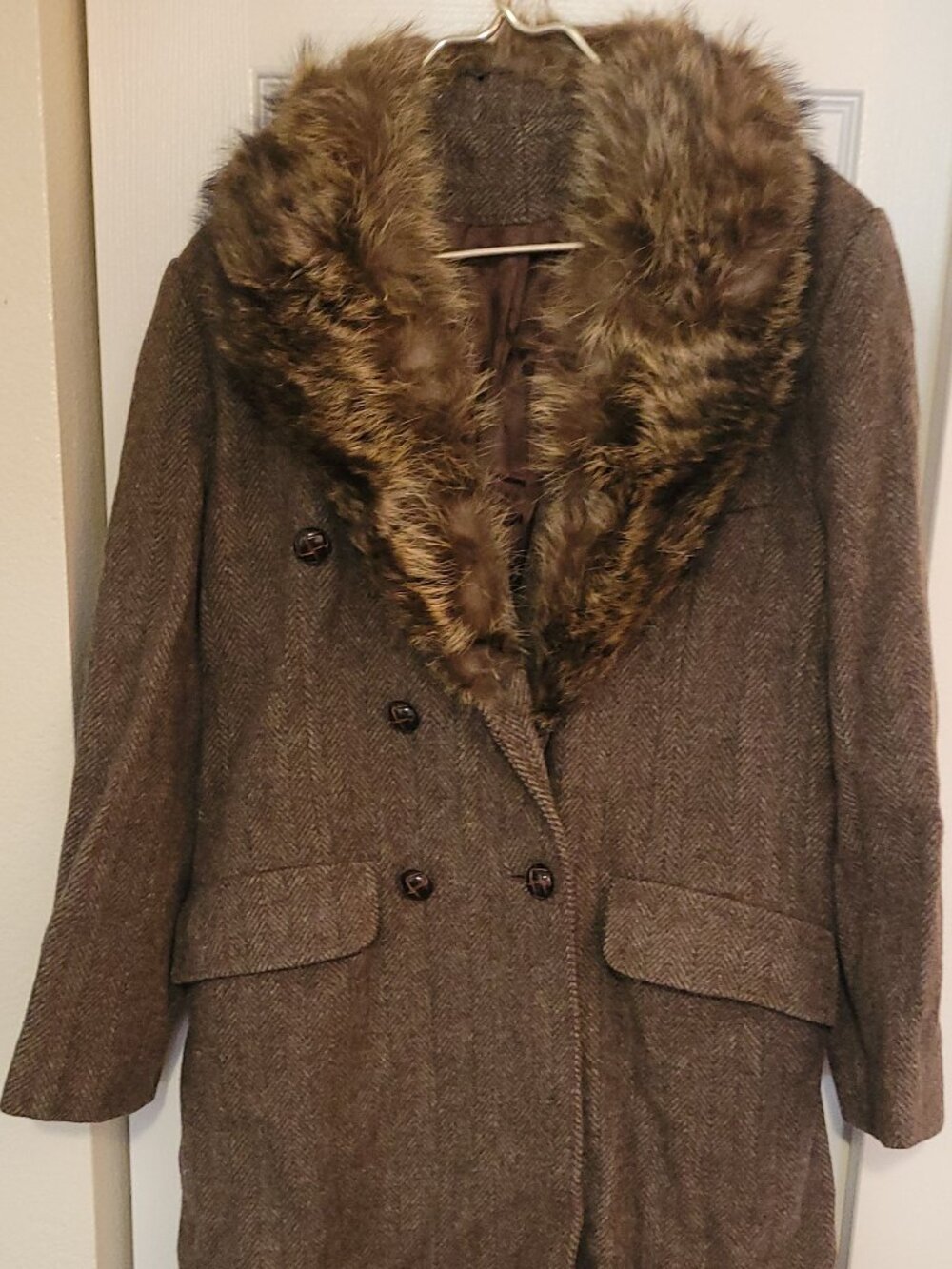 1970s/80s Elegant Fashions New York VINTAGE 100% Wool & Fox Fur City Coat
